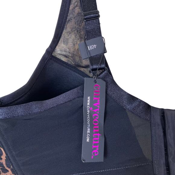 Curvy Couture NWT 40H Sheer Mesh Plunge T-Shirt Bra in Designer Leopard Print - Picture 13 of 16